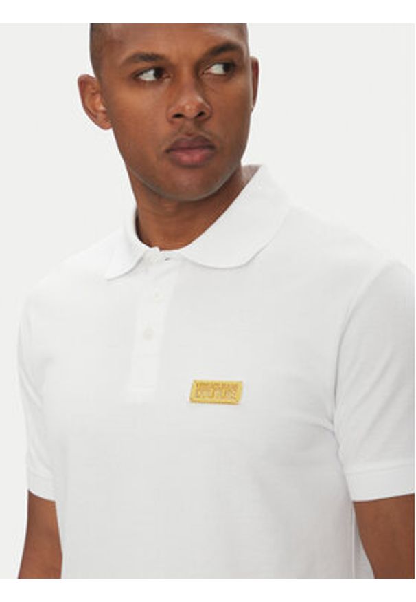 Versace Jeans Couture Polo 78GAGT08 Biały Regular Fit. Typ kołnierza: polo. Kolor: biały. Materiał: bawełna