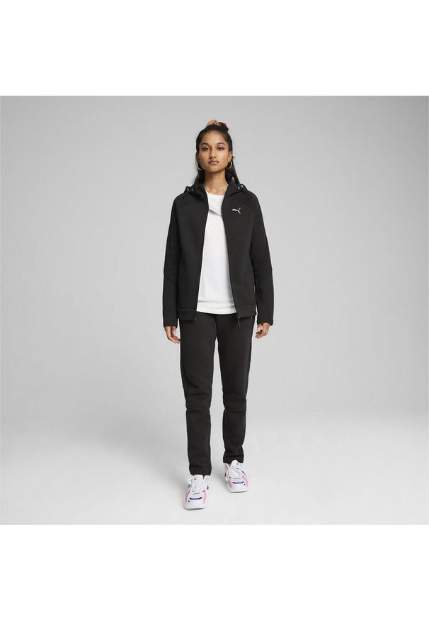 Puma - Damska rozpinana bluza z kapturem EVOSTRIPE PUMA Black. Typ kołnierza: kaptur. Kolor: czarny