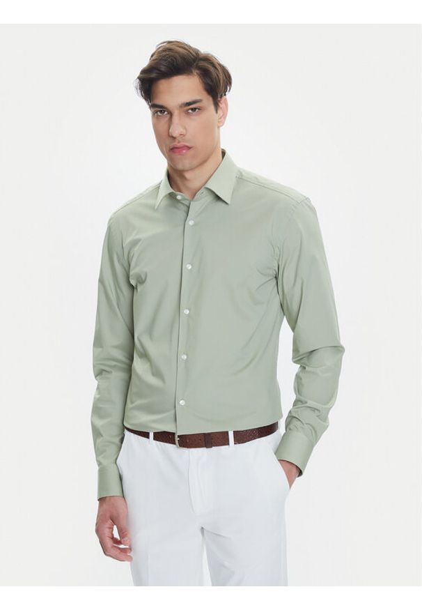 BOSS Koszula H-Hank 50469345 Zielony Slim Fit. Kolor: zielony. Materiał: bawełna