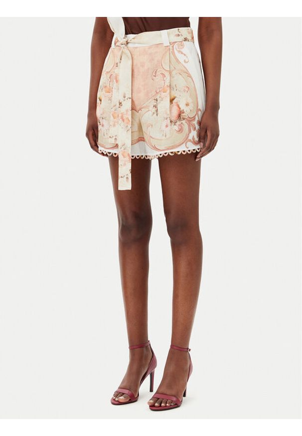 TwinSet - TWINSET Szorty materiałowe 251TT2443 Beżowy Regular Fit. Kolor: beżowy. Materiał: len