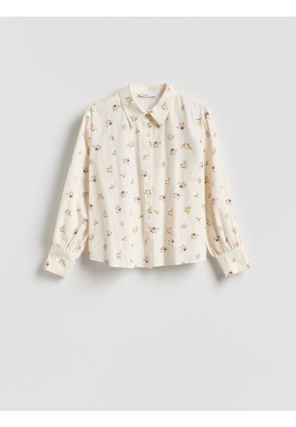 Reserved - Koszula w kwiaty - wielobarwny. Materiał: tkanina, bawełna. Wzór: kwiaty. Styl: klasyczny