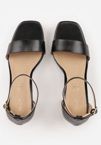 Born2be - Czarne Sandały VICES na Słupku z Wkładką ze Skóry Naturalnej Azirera. Zapięcie: pasek. Kolor: czarny. Materiał: skóra. Obcas: na słupku. Styl: wizytowy #8