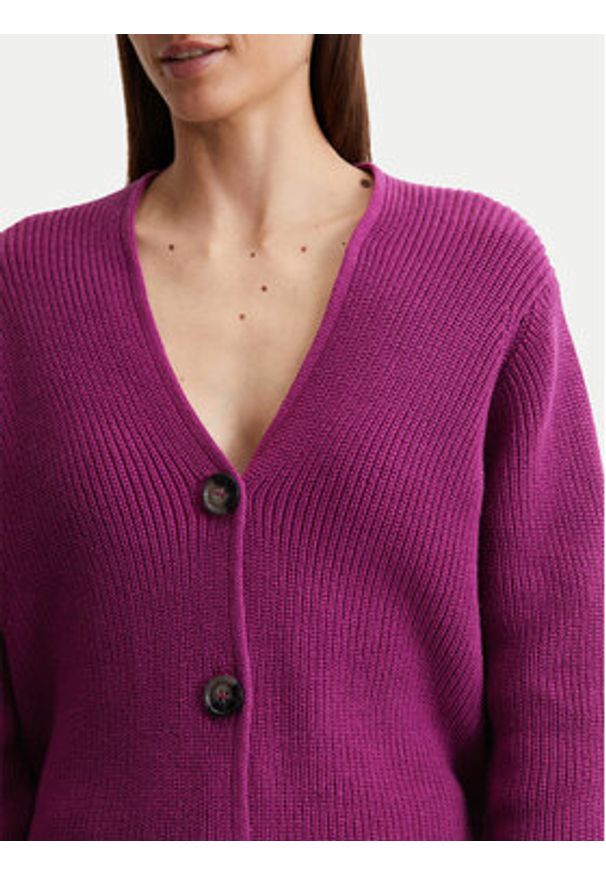 Marc O'Polo Kardigan 506 6059 61069 Fioletowy Relaxed Fit. Typ kołnierza: polo. Kolor: fioletowy. Materiał: bawełna