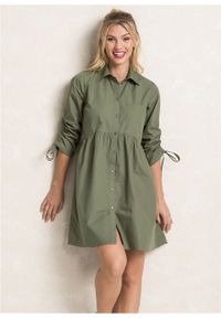 Sukienka szmizjerka bonprix oliwkowy. Kolor: zielony. Typ sukienki: szmizjerki. Długość: mini #3