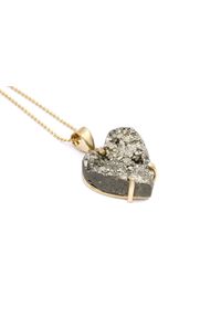 Brazi Druse Jewelry - Naszyjnik Piryt Surowy Serce. Materiał: z mosiądzu, pozłacane, złote, srebrne. Kamień szlachetny: kryształ #1
