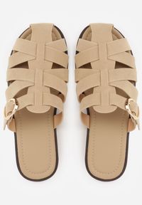 Born2be - Beżowe Klapki z Paskami w Stylu Gladiatorek z Klamerką Lorianatea. Okazja: na co dzień. Kolor: beżowy. Materiał: jeans. Sezon: lato. Styl: casual #3