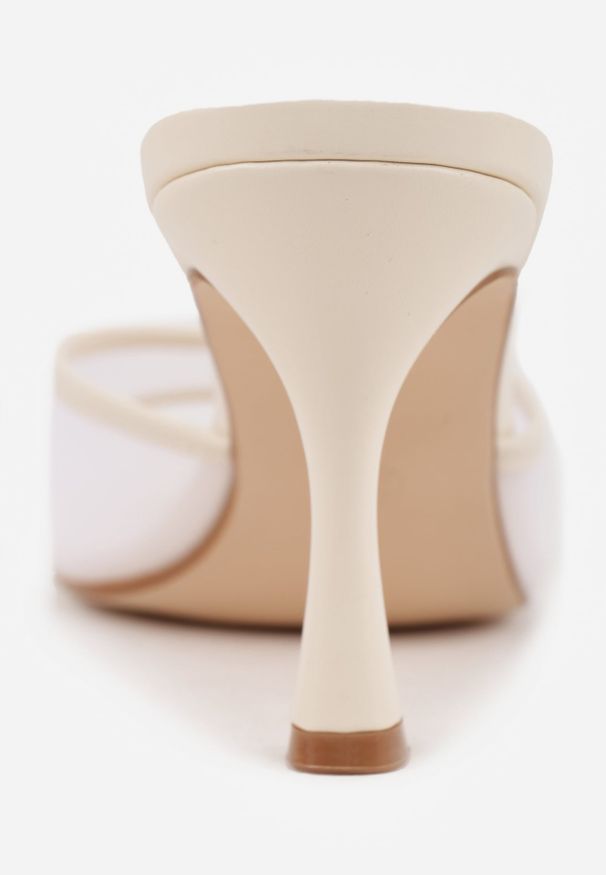 Renee - Beżowe Siateczkowe Klapki na Szpilce Cirinome. Nosek buta: otwarty. Kolor: beżowy. Materiał: skóra, materiał. Sezon: lato. Obcas: na szpilce. Wysokość obcasa: średni