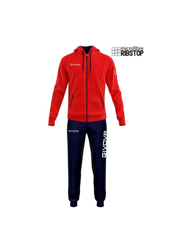 Givova Tuta Vincer Microfibra - Dres XS czerwono-granatowy. Okazja: na uczelnię. Kolor: czerwony, niebieski, wielokolorowy. Materiał: dresówka. Styl: sportowy