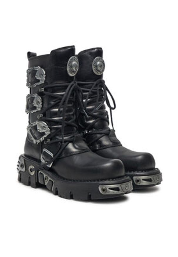 NEW ROCK Glany M-391-S1 Czarny. Kolor: czarny. Materiał: skóra. Styl: rockowy