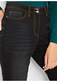 bonprix - Dżinsy ocieplane, straight, z efektem push up i wygodnym pasem w talii. Kolor: czarny #3