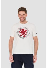 Aeronautica Militare - AERONAUTICA MILITARE Beżowy bawełniany męski t-shirt M.C., Rozmiar M. Kolor: beżowy. Materiał: bawełna