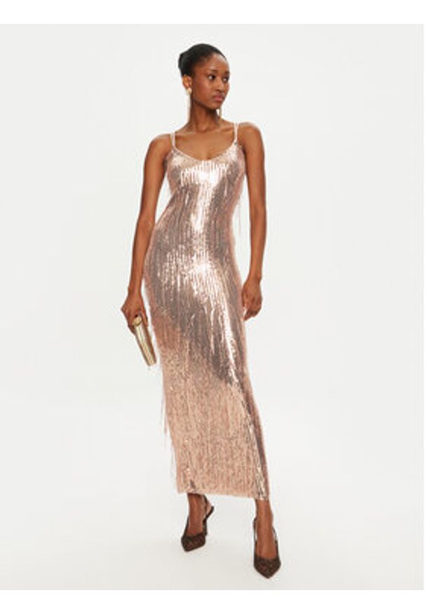 Rinascimento Sukienka wieczorowa CFC0121687003 Złoty Regular Fit. Kolor: złoty. Materiał: syntetyk. Styl: wizytowy