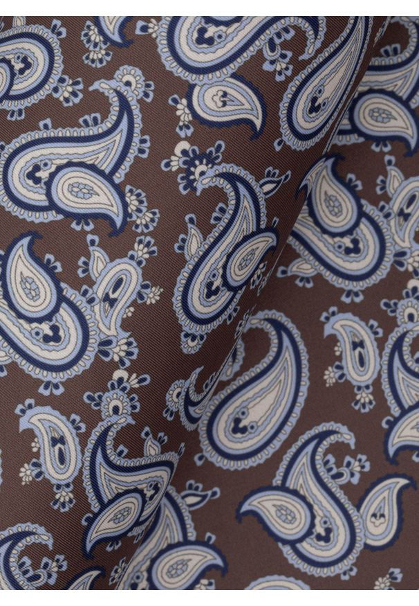 Pako Lorente - PAKO LORENTE – Brązowa poszetka paisley. Kolor: brązowy. Materiał: poliester. Wzór: paisley