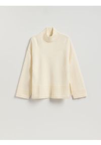 Reserved - Wełniany sweter z golfem - złamana biel. Typ kołnierza: golf. Materiał: wełna #1