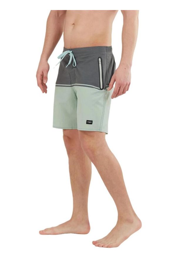 Szorty plażowe męskie FUNDANGO Morris Boardshort. Okazja: na plażę. Kolor: zielony, wielokolorowy, szary. Materiał: bawełna, poliester