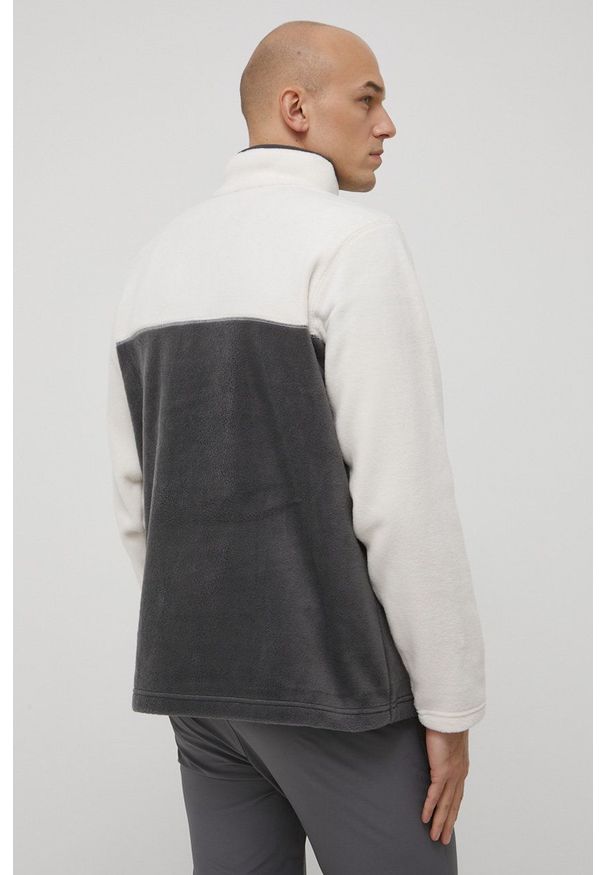 columbia - Columbia bluza męska kolor beżowy wzorzysta. Okazja: na co dzień. Kolor: beżowy. Materiał: dzianina. Wzór: aplikacja. Styl: casual