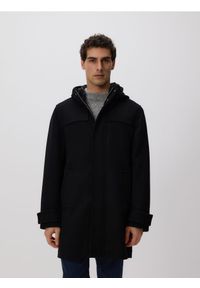 Reserved - Płaszcz z wełną - czarny. Kolor: czarny. Materiał: wełna #1