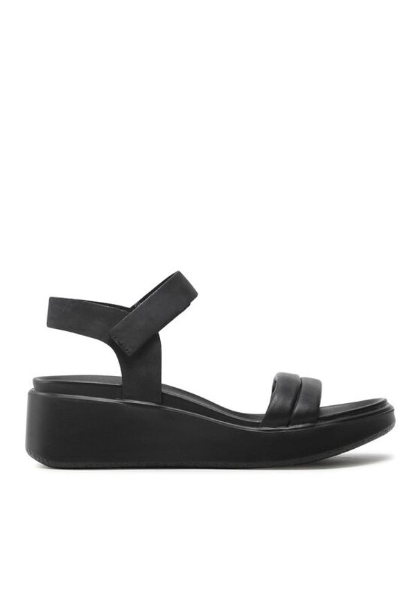 ecco - ECCO Sandały Flowt Wedge Lx W 27330351052 Czarny. Kolor: czarny. Materiał: skóra, nubuk