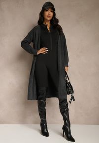 Renee - Ciemnoszary Niezapinany Kardigan z Wełną o Długim Kroju Mevidalla. Okazja: na co dzień. Kolor: szary. Materiał: wełna. Długość: długie. Styl: casual, elegancki #5