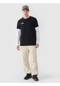 4f - 4F T-shirt regular gładki męski - czarny XL. Okazja: na co dzień. Kolor: czarny. Materiał: bawełna, jersey, dzianina. Długość rękawa: krótki rękaw. Długość: krótkie. Wzór: gładki. Styl: klasyczny, sportowy, casual