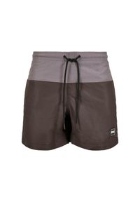 Urban Classics - Męskie Szorty Kąpielowe Block. Kolor: brązowy, zielony, wielokolorowy, szary. Styl: sportowy