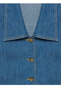 Big-Star - Bluzka damska jeansowa z ozdobnym kołnierzem niebieska Jones 416. Kolor: niebieski. Materiał: jeans. Długość: krótkie. Styl: elegancki