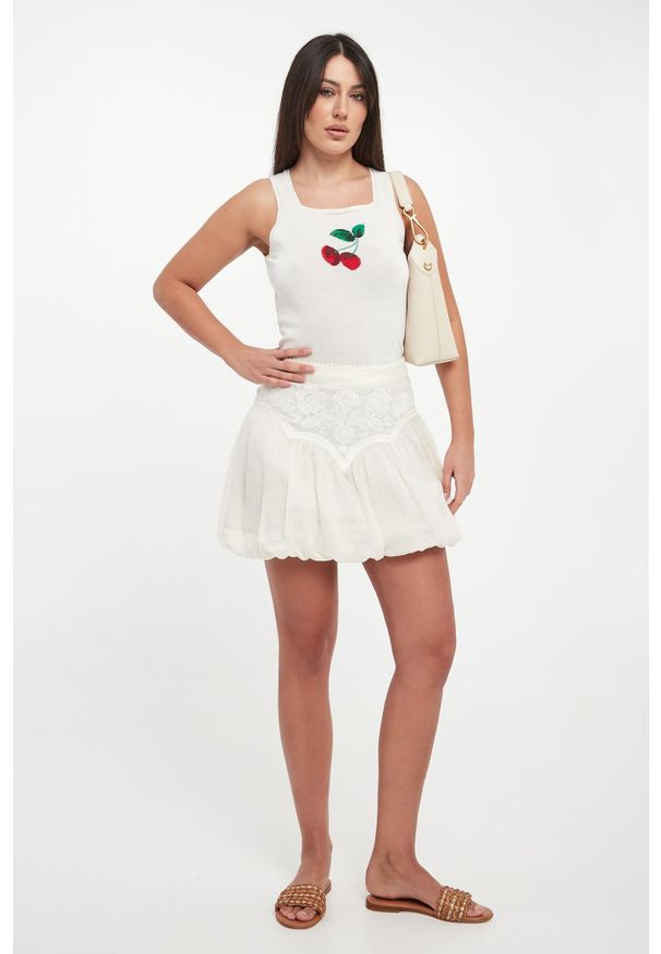 Twinset Milano - Top damski z nadrukiem czereśni TWINSET. Wzór: nadruk