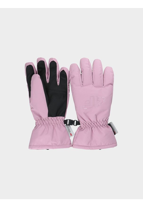 4f - 4F Rękawiczki narciarskie dziecięce - różowe L. Kolor: różowy. Materiał: dzianina, syntetyk, materiał, tkanina. Technologia: Thinsulate. Sezon: zima. Sport: narciarstwo