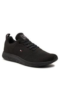 TOMMY HILFIGER - Tommy Hilfiger Sneakersy Corporate Knit Rib Runner FM0FM02838 Czarny. Kolor: czarny. Materiał: materiał #4