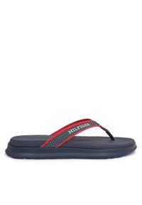 TOMMY HILFIGER - Tommy Hilfiger Japonki Dual Density Toe Beach Sandal FM0FM05015 Granatowy. Kolor: niebieski. Materiał: materiał