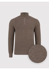 Pako Lorente - PAKO LORENTE - Brązowy sweter z rozpinaną stójką. Okazja: na co dzień. Typ kołnierza: kołnierzyk stójkowy. Kolor: brązowy. Materiał: wełna, bawełna. Sezon: jesień. Styl: casual #2