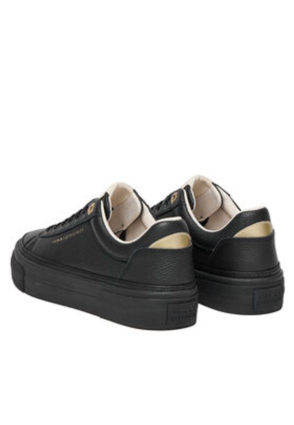 TOMMY HILFIGER - Tommy Hilfiger Sneakersy Th Platform Sneaker Tumbled Ltr FW0FW09018 Czarny. Kolor: czarny. Materiał: skóra. Obcas: na platformie