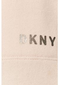 DKNY - Dkny - Spodnie. Kolor: różowy. Materiał: bawełna, poliester, dzianina. Wzór: gładki #2