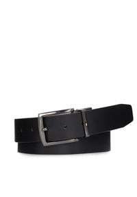 TOMMY HILFIGER - Tommy Hilfiger Pasek Męski Denton Reversible Leather Belt AM0AM11224 Czarny. Kolor: czarny. Materiał: skóra