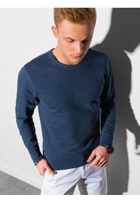 Ombre Clothing - Bluza męska bez kaptura B1153 - ciemnoniebieska - XL. Typ kołnierza: bez kaptura. Kolor: niebieski. Materiał: bawełna, poliester, jeans. Styl: klasyczny, elegancki