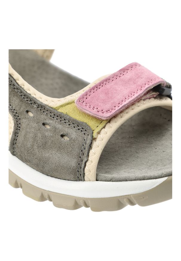 Sandały damskie Artiker, cholewka ze skóry naturalnej nubukowej regulowane paski z zapięciem na rzep, kolorowe, 58C1815. Zapięcie: rzepy. Materiał: nubuk, skóra. Wzór: kolorowy, paski