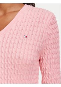 TOMMY HILFIGER - Tommy Hilfiger Sweter WW0WW44987 Różowy jasny Regular Fit. Kolor: różowy. Materiał: bawełna #4