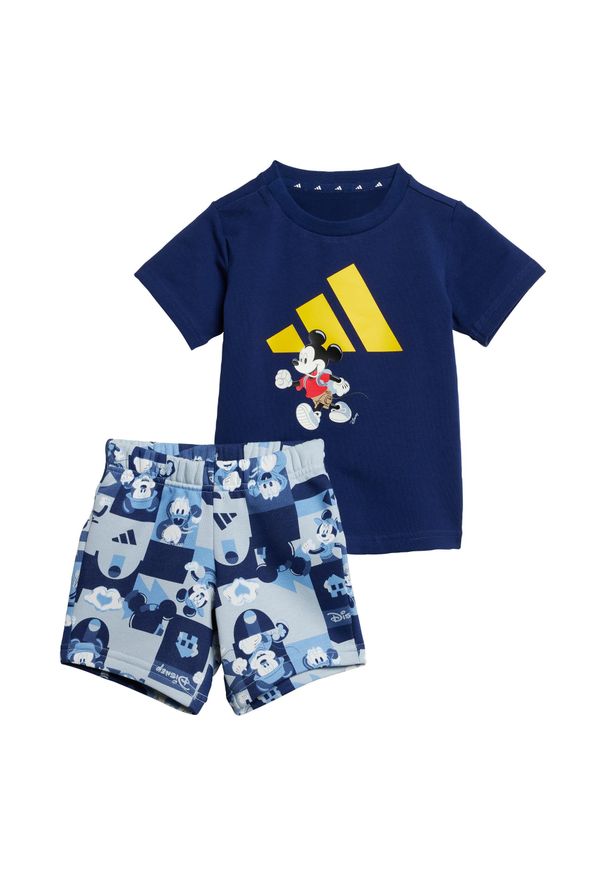 Adidas - Zestaw adidas x Disney Mickey Mouse Tee Kids. Kolor: żółty, niebieski, wielokolorowy. Wzór: motyw z bajki