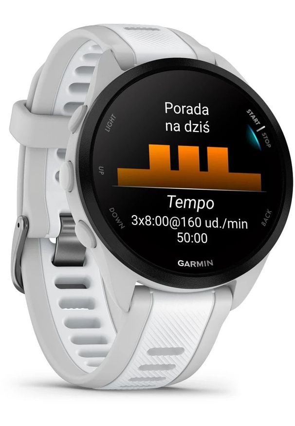 GARMIN - Zegarek sportowy Garmin Forerunner 165 Mist Grey (010-02863-21). Styl: sportowy