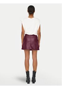 only - ONLY Spódnica z imitacji skóry Amazing 15331876 Bordowy Slim Fit. Kolor: czerwony. Materiał: skóra #4