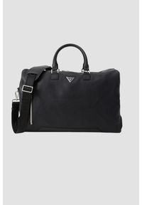 Guess - GUESS Czarna męska podróżna torba Torino Duffle. Kolor: czarny. Materiał: skóra ekologiczna