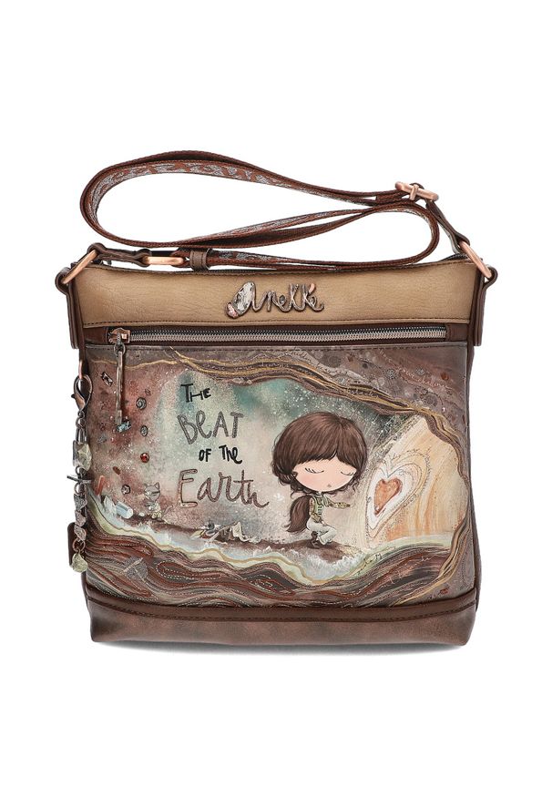 Brązowa Torebka Anekke Elegancka Damska Listonoszka Na Ramię. Kolor: brązowy. Wzór: aplikacja. Materiał: skórzane, zdobione. Styl: elegancki. Rodzaj torebki: na ramię