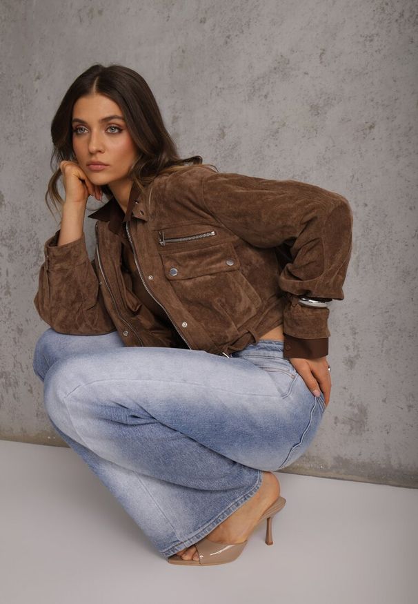 Renee - Niebieskie Jeansy High Waist Balloon z Bawełny z Asymetrycznym Zapięciem Myrea. Okazja: na co dzień. Stan: podwyższony. Kolor: niebieski. Styl: elegancki, street, sportowy, casual