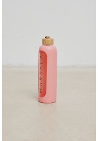 Marsala - Szklana butelka na wodę w kolorze POWDER PINK - DROP. Wzór: nadruk. Styl: elegancki