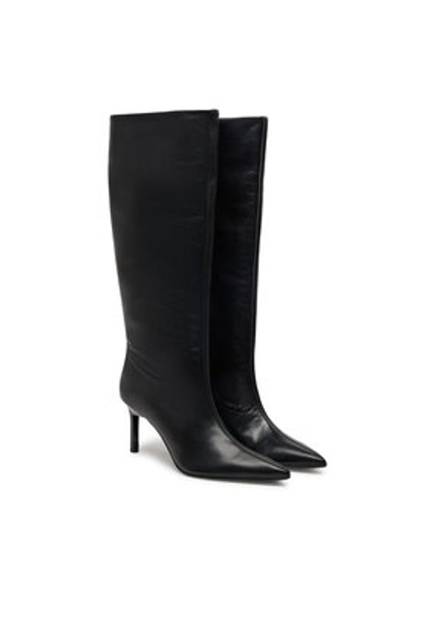 Calvin Klein Kozaki Heel Knee Boot 70 Lth HW0HW02162 Czarny. Kolor: czarny. Materiał: skóra