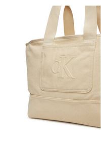 Calvin Klein Jeans Torebka Pocket Canvas Zip Weekender LV04G3093G Écru #4