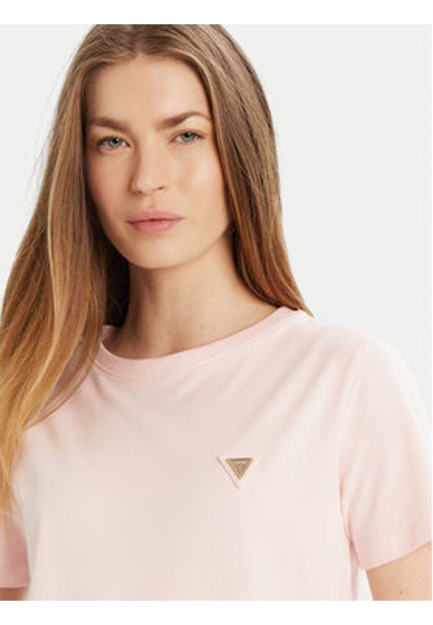 Guess T-Shirt V4YI09 J1314 Beżowy Regular Fit. Kolor: beżowy. Materiał: bawełna