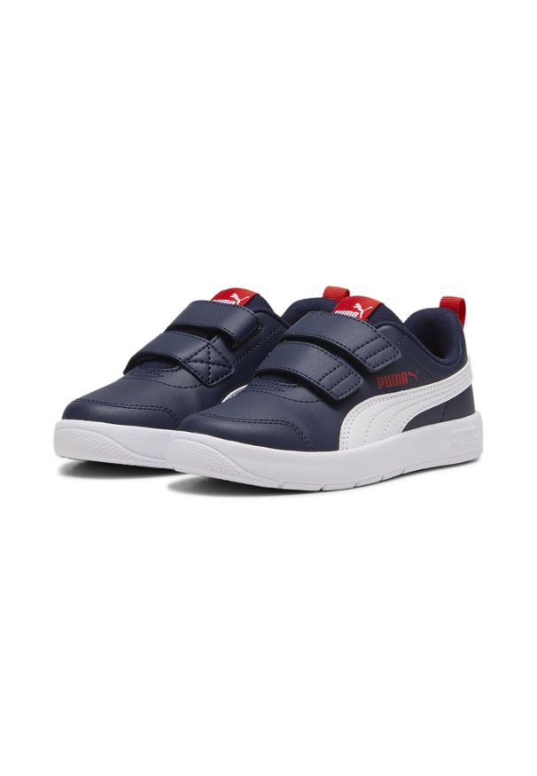 Puma - Dziecięce sneakersy Courtflex V3 PUMA Navy White Red Blue. Kolor: wielokolorowy, biały, czerwony, niebieski