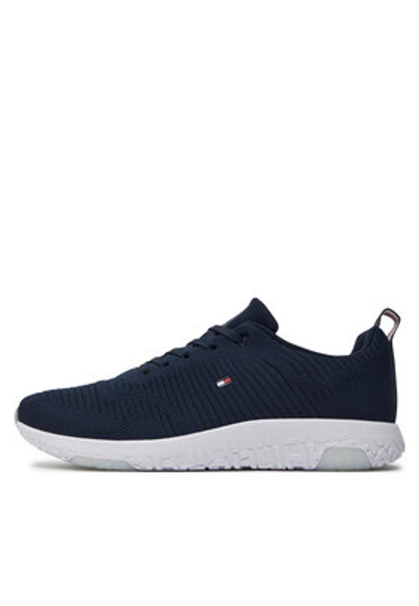 TOMMY HILFIGER - Tommy Hilfiger Sneakersy Corporate Knit Rib Runner FM0FM02838 Granatowy. Kolor: niebieski. Materiał: materiał