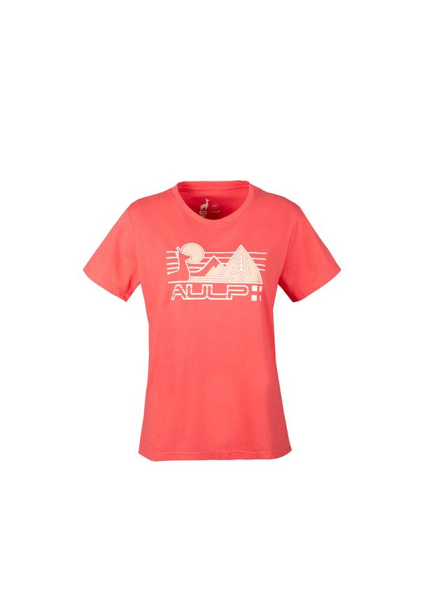 Aulp - T-shirt damski AULP BINTA luźny turystyczny z recyklingu. Kolor: czerwony, różowy, wielokolorowy. Materiał: poliester, materiał
